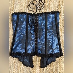 Shirley of Hollywood Blue Floral Corset